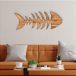 Quadro Decorativo Espinha de Peixe Marrom 100 x 40 cm Decoração de Praia em madeira