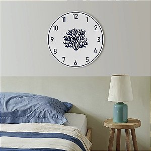 Enfeite Relógio Náutico Branco Coral em Madeira