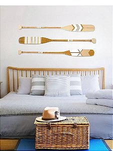Kit 3 Remos Decorativos Bege 130 cm Decoração Náutica Praia