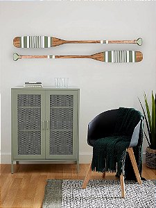 Remo Decorativo Verde Jade Listrado 130 cm Decoração Náutica Praia