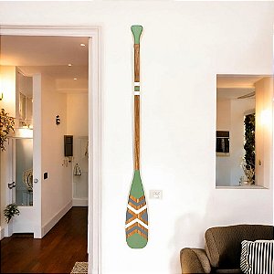 Remo Decorativo Verde com Azul e Branco 130 cm em Madeira