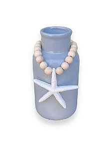 Vaso Decorativo Cinza com Colar de Estrela