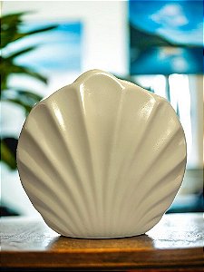 Vaso Decorativo Concha Modern Bege em Cerâmica