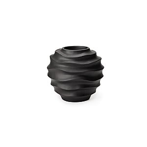 Vaso Ondas Decorativo Preto Médio em Cerâmica