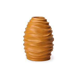 Vaso Ondas Decorativo Ocre Grande em Cerâmica