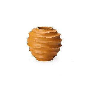 Vaso Ondas Decorativo Ocre Médio em Cerâmica