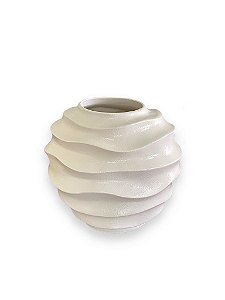 Vaso Ondas Decorativo Off White Médio em Cerâmica