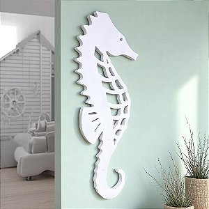 Enfeite Cavalo Marinho Náutico Branco 70x31x2