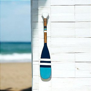 Remo Decorativo Azul Marinho, Branco e Azul Claro 55 cm em Madeira Pinus