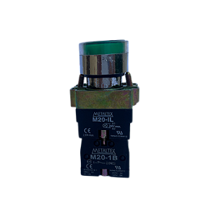 5 pçs Pulsador iluminado verde 1NA+1NF 22mm M20IFR-G-1C Metaltex