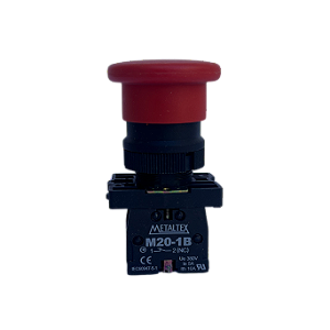 10 pçs Pulsador cogumelo vermelho 1NF 22mm P20BMR-R-1B Metaltex