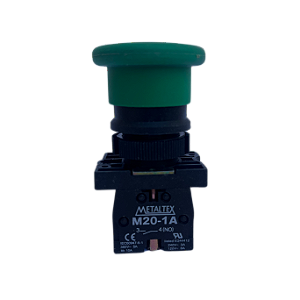 6 pçs Pulsador cogumelo verde 1NF 22mm P20BMR-G-1A Metaltex