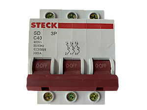 4 pçs Disjuntor tripolar 40A curva C 3kA SD-63C40 Steck