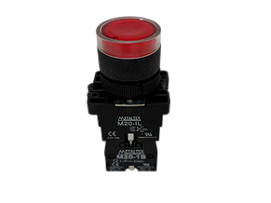 Pulsador iluminado vermelho 24V 1NA+1NF P20IGR-R7-1C Metaltex
