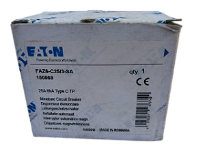 Disjuntor tripolar 25A curva C 6kA FAZ6-C25/3 150869 Eaton