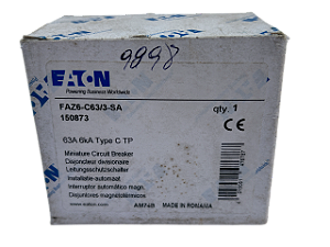 Disjuntor tripolar 63A curva C 6kA FAZ6-C63/3-SA 150873 Eaton