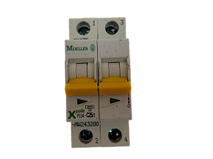 Disjuntor bipolar 25A curva C 4,5kA PLS4-C25/2-MW 243280 Eaton