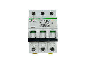 Mini Disjuntor Acti9 IC60N 3P, 10A, Curva D, 10kA em 380/415VCA A9F75310 Schneider