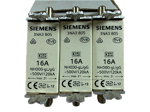 3pçs Fusivel NH000 16A gG 3NA3805 Siemens