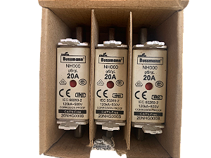 3 pçs Fusivel NH000 20A 500V gL/gG - 20NHG000B Bussmann