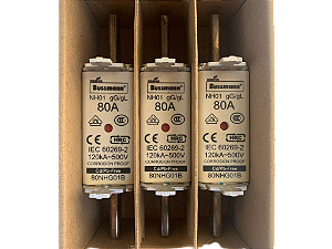 3 pçs Fusivel NH01 80A 500V gL/gG 80NHG01B Bussmann