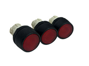 3 pçs Botão de Impulso Aro Preto Vermelho Translucido Bp2/13 Ace