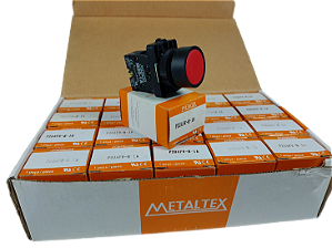 10 pçs Botão de Comando Pulsante 22mm Vermelho 1NA P20AFR-R-1A Metaltex