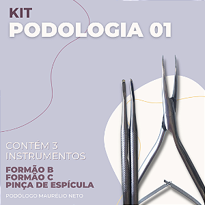 Kit Podologia -(2) Formões Thimon B e C  e (1) Pinça de Remoção de Espícula