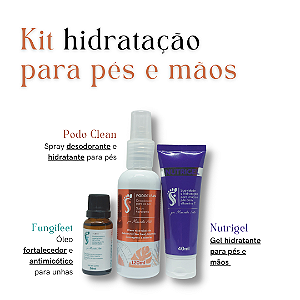 Kit de Hidratação para Pés e Mãos - Fungifeet, Podo Clean e Nutrigel