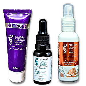 Kit de Hidratação para Pés e Mãos - Fungifeet, Podo Clean e Nutrigel
