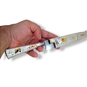 Faca Solingen Guazubira Em Prata 600 Ouro 12k 6Polegadas