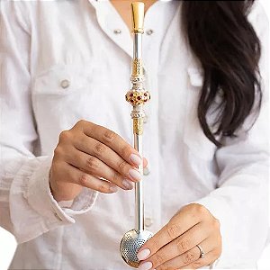 Bomba Chimarrão Prata 600 12 pedras