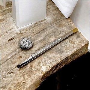 Bomba de prata 600 Slim lisa com rosca para limpeza e com chupeta de ouro laminado
