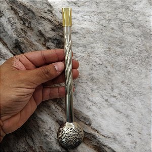 Bomba de Alpaca Polida com cano achatado e torcido