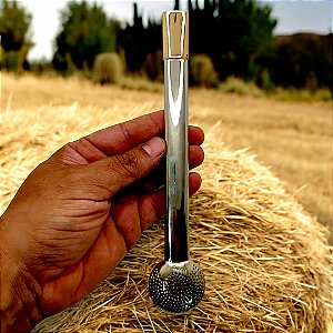 Bomba Alpaca Polida Com Cano Largo 2cm Chupeta Metal Amarelo