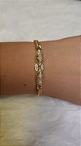 Pulseira corrente fina leopardo com cristais