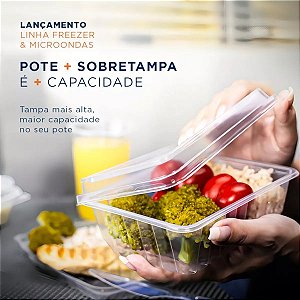 Kit Pote e Sobretampa Retangular 250ml - Embalagem c/25un