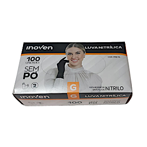 Luva Nitrílica Preta (G) - Caixa c/100un
