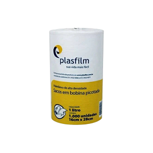 Saco Plástico 1 Litro (16cm x 28cm) – Bobina Picotada com 500 Unidades
