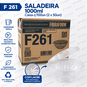 Saladeira 1000ml com lacre F261 - Caixa com 100 unidades