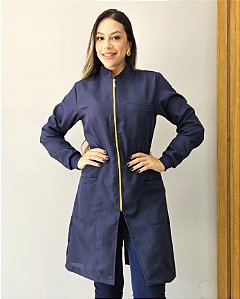 Jaleco Isa Azul Marinho Zíper Dourado - Oxford