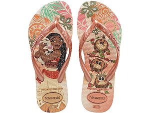 Chinelo Havaianas Infantil Slim Princesas Moana Rosa Clay