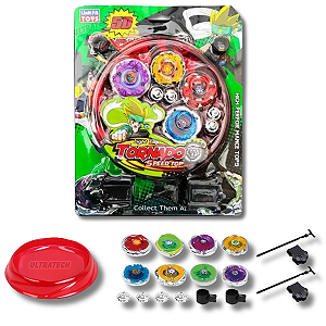 Kit 4 Beyblade Metal Led + Lançador + Arena
