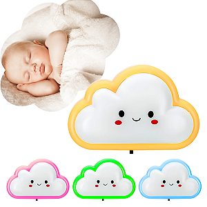 Abajur Tematico Nuvem Luminária Quarto Bebe Infantil Led 4 Cores