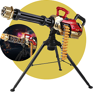 Brinquedo Nerf Automática Infantil c/ Luz, Som e Tripé Solta Fumaça Recarregável Envio Imediato