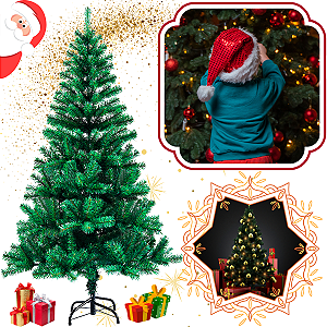 Arvore Pinheiro De Natal Tradicional 1,50 Metros 300 Galhos Cor Verde