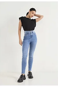 Calça Jeans Skinny Cigarrete Cintura Hot Pants Denim Zero