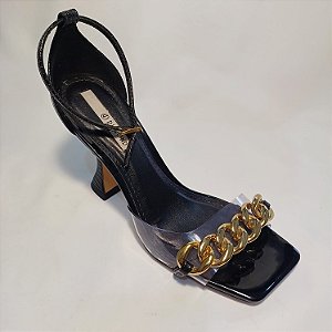 Sandalia Sintetico Vinil Cristal Preto Dumond