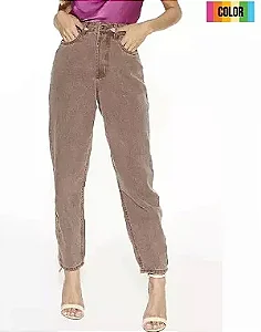 Calça Jeans Slouchy Cigarrete Cintura Alta DenimZero Marrom