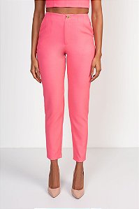 Calça Alfaiataria Slim Flor de Lis Rosa Sun Kissed